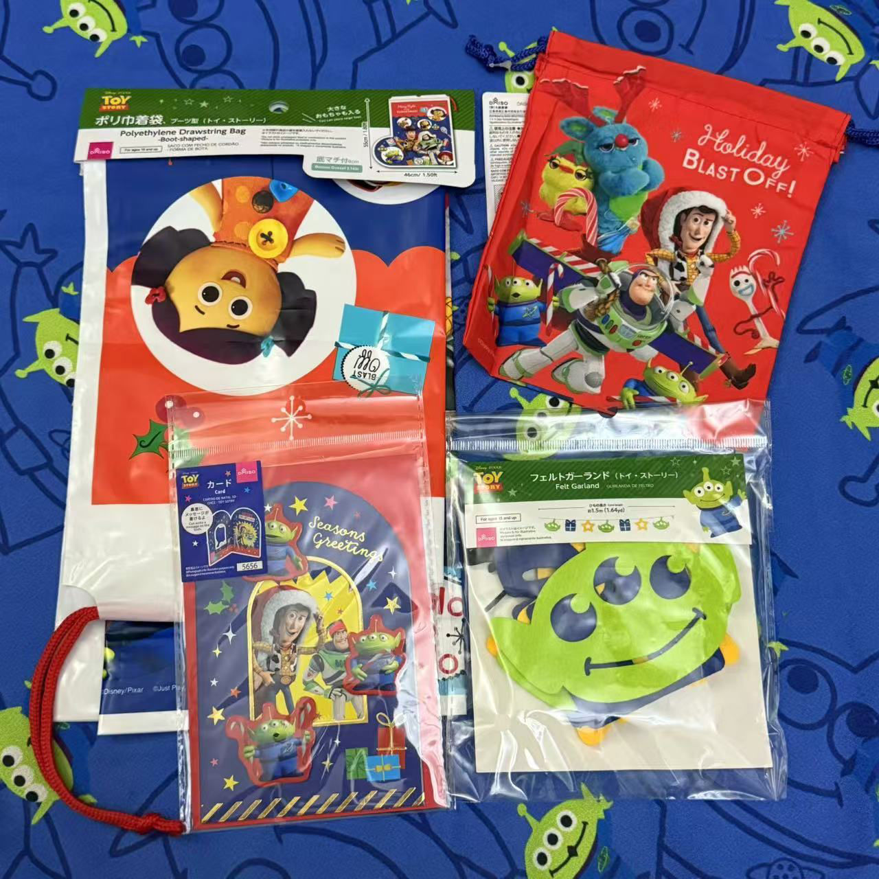 日本玩具总动员圣诞款 三眼仔购物袋 圣诞贺卡 三眼仔挂旗