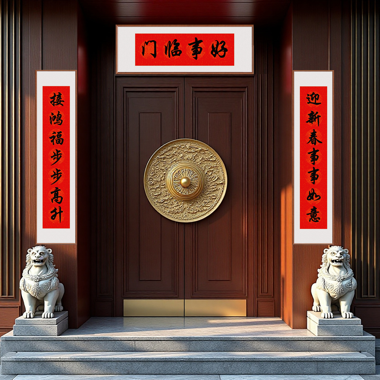 马年对联字画新中式定制挂墙实木框别墅公司大门过年春联套装画框,家居饰品,现代装饰画,淘宝优惠券,粉丝福利购,淘宝优惠卷