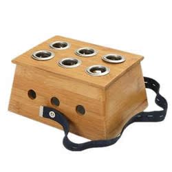 包邮六孔竹制艾灸盒卡簧盖子温灸器 艾条盒 6孔送艾条1根