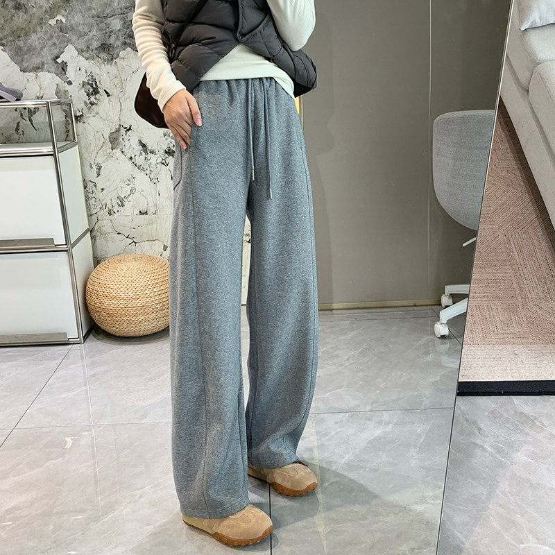 保暖加绒廓形休闲裤女秋冬加绒慵懒显瘦宽松直筒阔腿裤垂感运动裤,女装/女士精品,休闲裤,淘宝优惠券,粉丝福利购,淘宝优惠卷