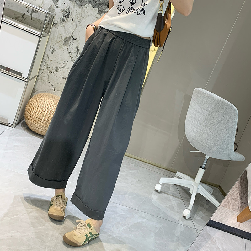 轻松抗皱裤！松弛感防晒速干卷边休闲裤女夏薄款小个子九分阔腿裤