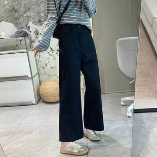 脚宽松阔腿裤 修腿神裤 小个子花边裤 女秋季 子 显瘦斜纹百搭休闲裤
