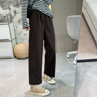 新保暖小个子松紧腰薄绒九分裤 软糯亲肤内里磨毛直筒休闲裤 女秋季