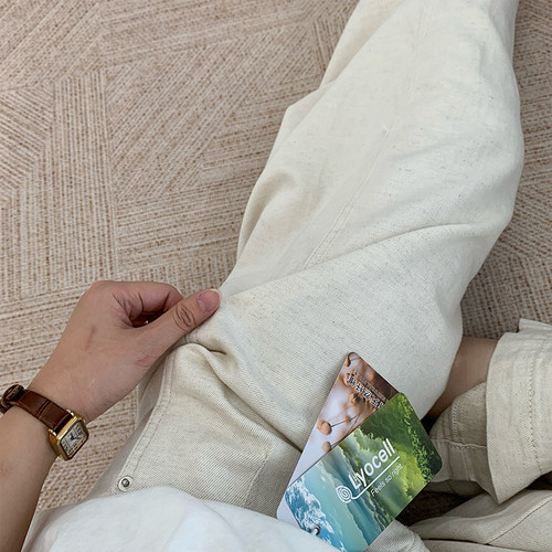 清爽凉感亚麻！超薄天丝阔腿牛仔裤女夏季薄款宽松显瘦九分气球裤