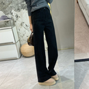 长裤 重磅窄牛 高腰直筒阔腿裤 女秋冬厚款 巨显瘦加绒四面弹牛仔裤