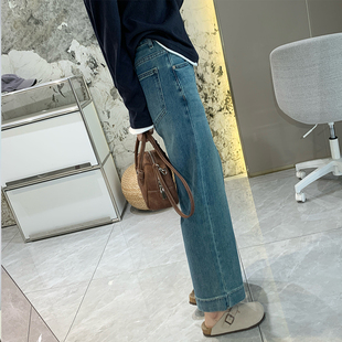 宽松直筒牛仔裤 新浅色高腰显瘦九分裤 女2026春季 小个子软弹阔腿裤