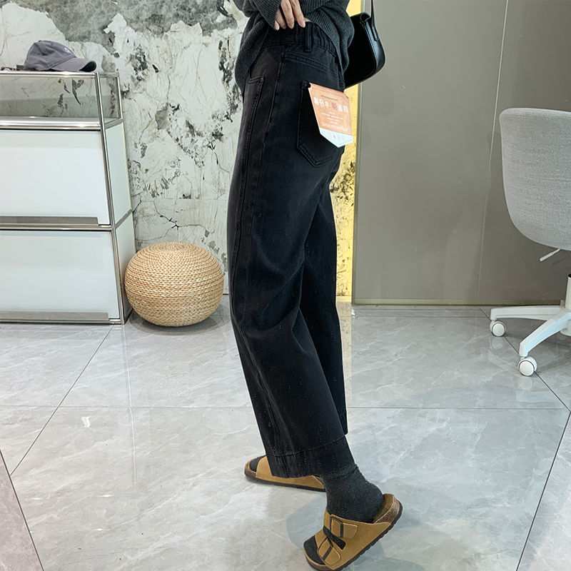 四面弹直筒牛仔裤女秋季