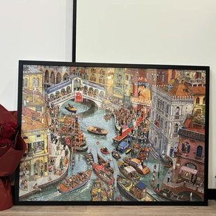 2000片拥挤 69实木框1500片铝合金画框挂墙定制 运河拼图框97