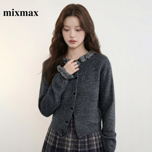 MIXMAX/美姿宝莲针织开衫外套女2025秋冬新款高级感时尚内搭上衣