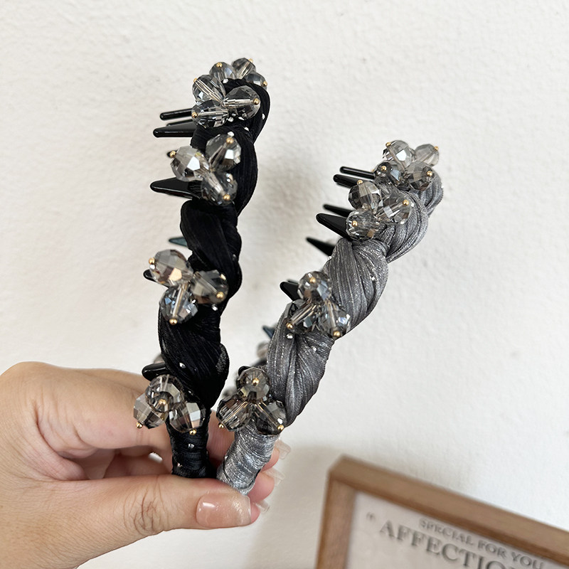 水晶带齿防滑头箍碎发整理发梳
