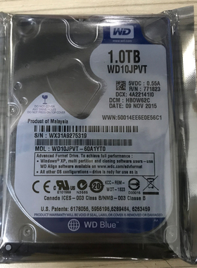 西部.数据 W.D10JPVT笔记本硬盘1TB蓝盘PMR垂直2.5寸全新机械硬盘