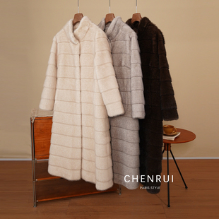 新款 大衣复古贵气立领暗扣冬季 2108仿皮草加厚毛毛长款 晨锐女装