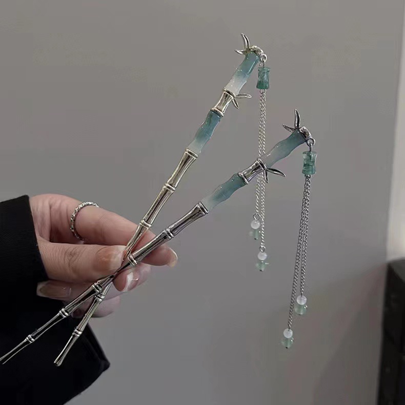 古风竹节流苏发簪高级感簪子小众