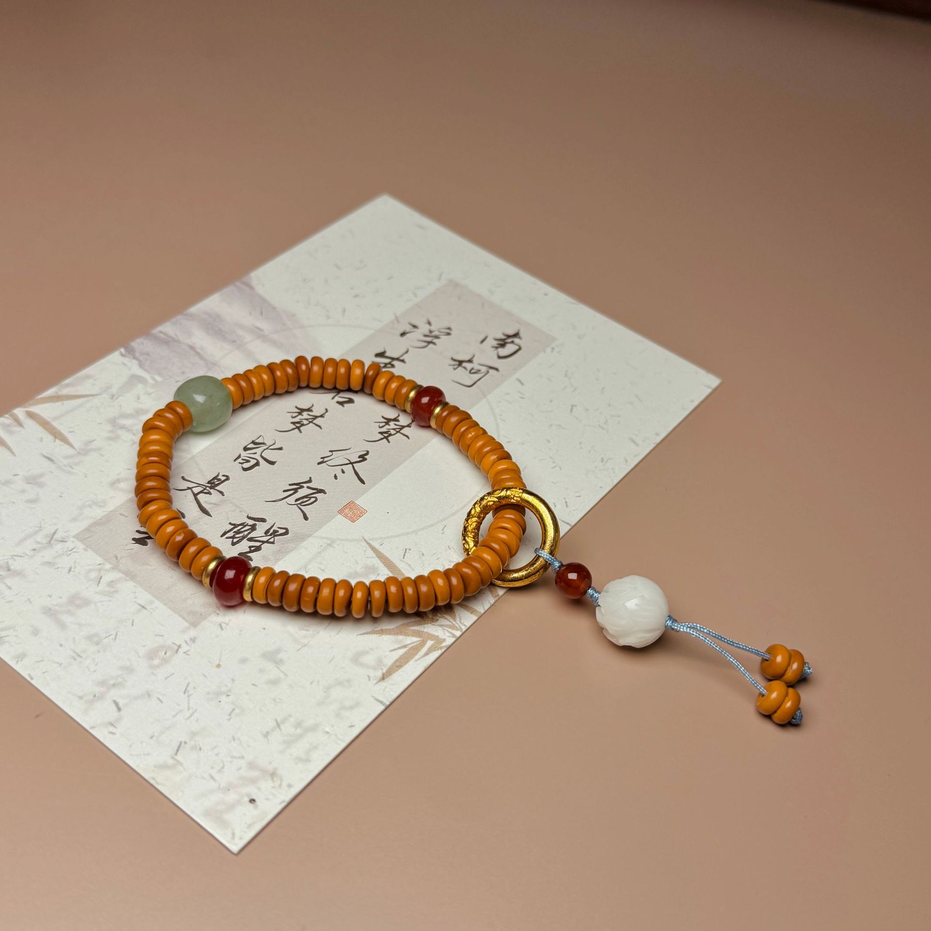 天然橄榄核隔片手串单圈隔片垫片橄榄核莲花配饰文玩男女款DIY手