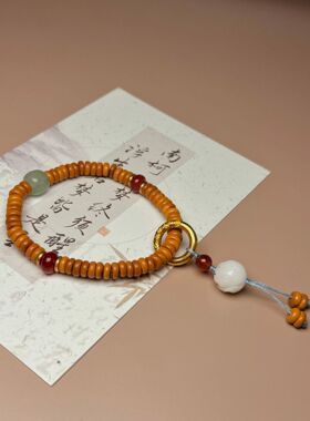 天然橄榄核隔片手串单圈隔片垫片橄榄核莲花配饰文玩男女款DIY手