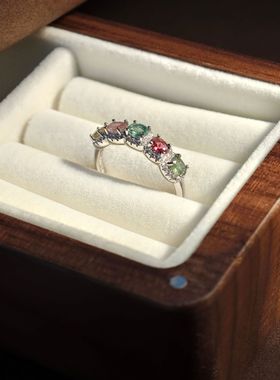 碧玺戒指纯银果糖色彩宝戒指小众轻奢