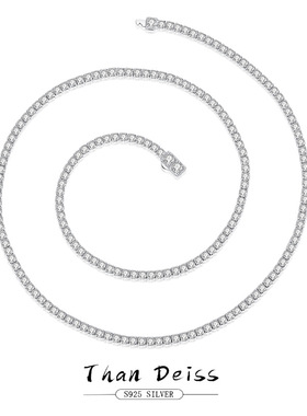 2MM爆款S925银机织网球项链欧美圆形小众嘻哈男女hiphop首饰项链