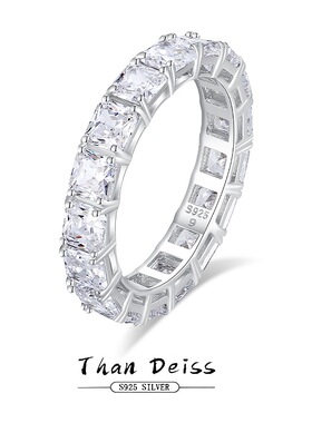 八心八箭8A锆石方包满钻HW排戒S925纯银高碳钻戒指女欧美时尚爆款