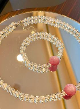 银6mm高品质近玻璃体白水晶13mm天然紫锂辉手链