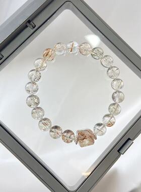 【小金砖】天然黑金超七8M手串女时尚高级感手链水晶百搭超七方糖
