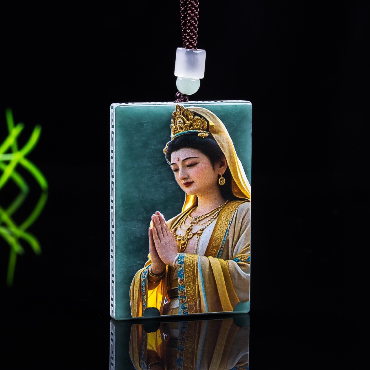 天然A货翡翠蓝水观音挂件男士女款玉坠玉佩玉石珠宝玉器