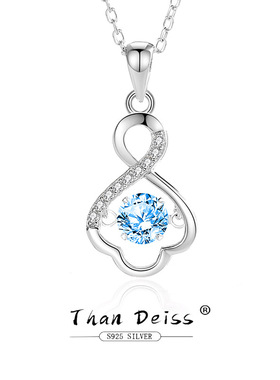 S925纯银灵动小裙子项链女玫瑰金锁骨链扇形网红莫桑石灵动项饰品