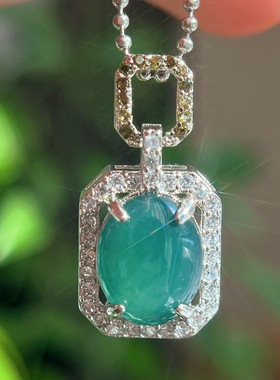 国风复古天然高冰极简主义翡翠吊坠支持复检