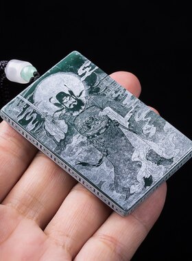 天然A货翡翠钟馗蓝水冰玉石玉坠吊坠挂件玉佩电商直播