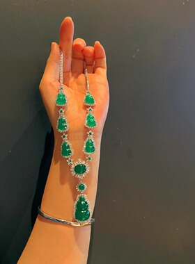 起光绿玉髓葫芦晚宴款项链蛋面玛瑙长款颈链