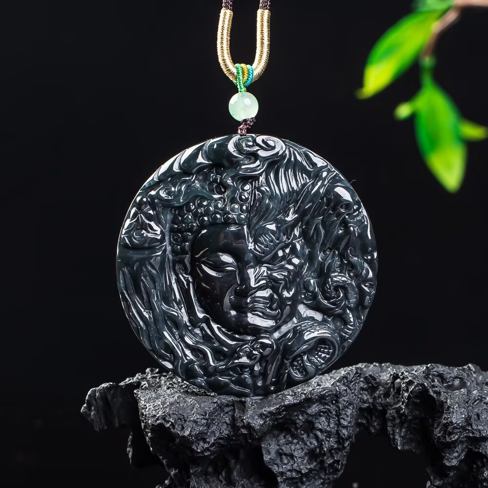 天然翡翠玉石a货乌鸡种老料男士吊坠女士玉佩挂件送礼一念之间