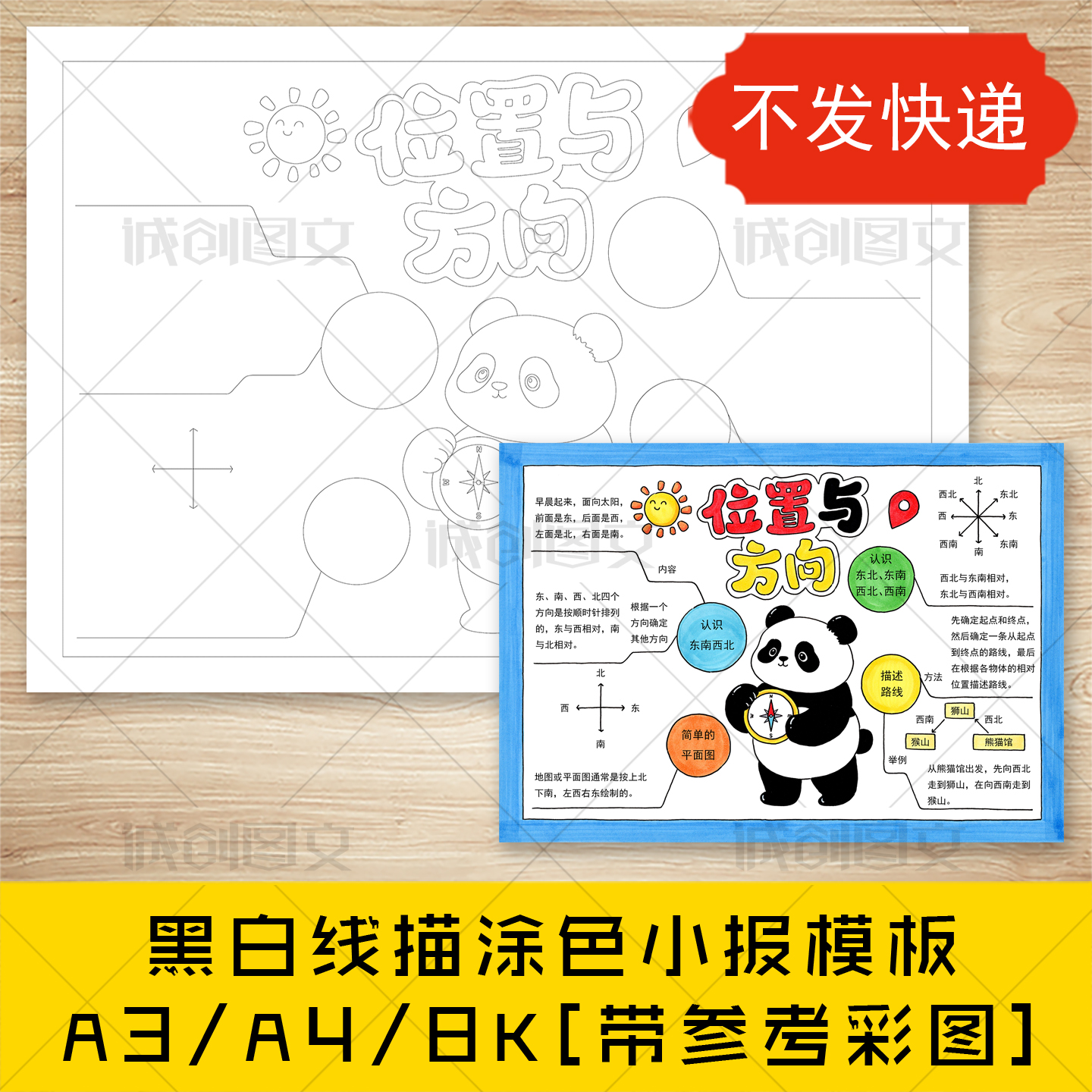 cc912三年级下数学位置与方向思维导图手抄报黑白线图电子版模板