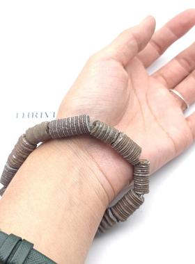 撒哈拉沙漠古生物化石头泥盆纪天然棘皮动物海百合茎化石原石手串