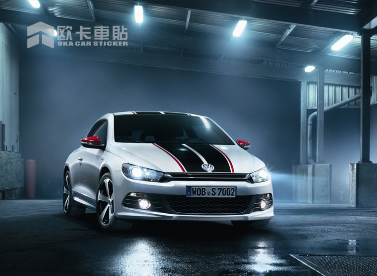 适用大众尚酷全车拉花 高尔夫6 7车身贴纸 新POLO平行线车贴改装