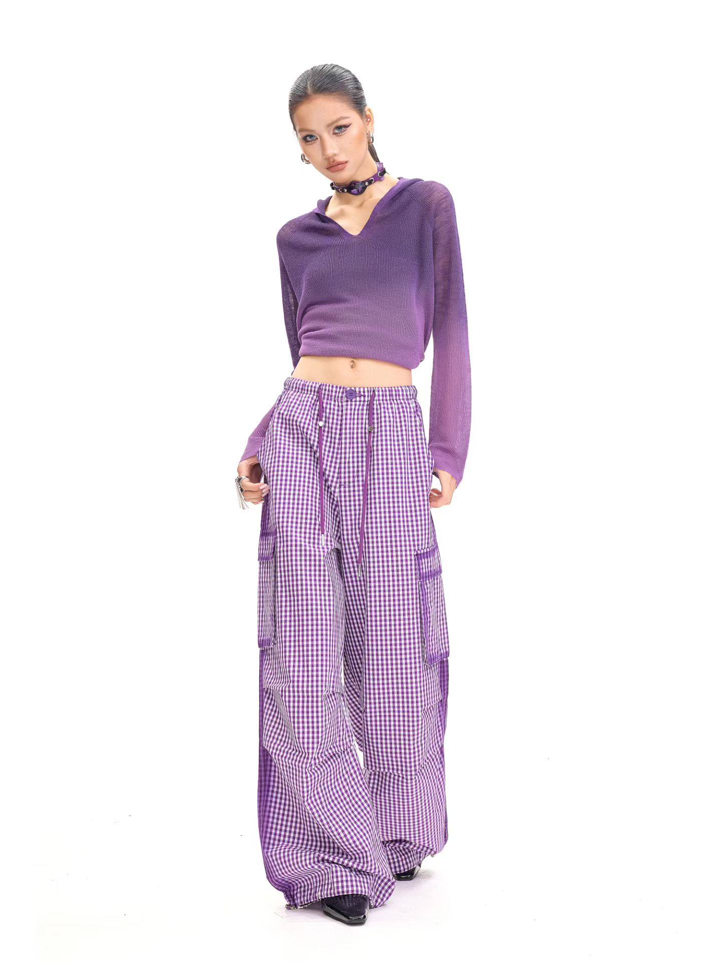 拓谷正品2026早春新款时尚百搭显瘦格子阔腿裤女C60164,女装/女士精品,时尚工装裤,淘宝优惠券,粉丝福利购,淘宝优惠卷