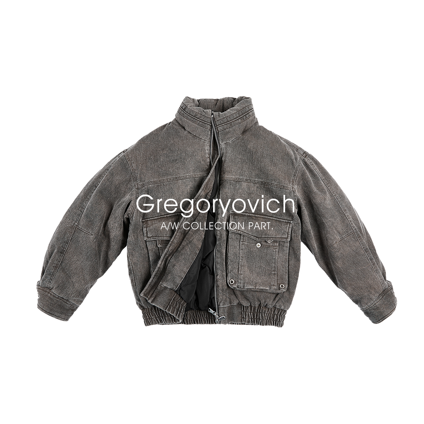 Greg 【解构感 双拉链】哈灵顿高端90白鸭绒短款羽绒服男冬季外套