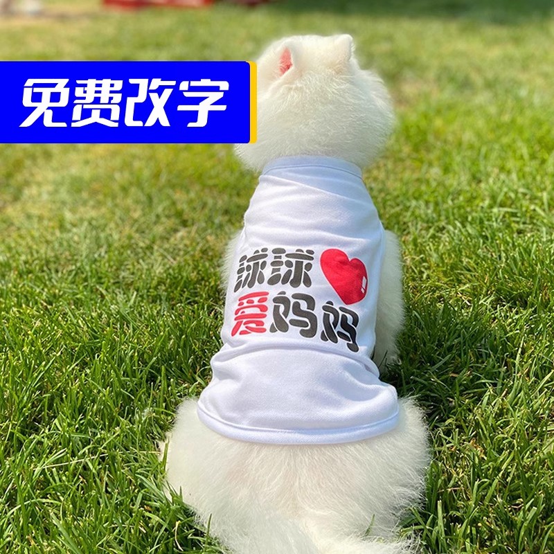 自定改字网红狗T恤宠物狗泰迪背心贵宾比熊小型犬猫衣服薄款秋装