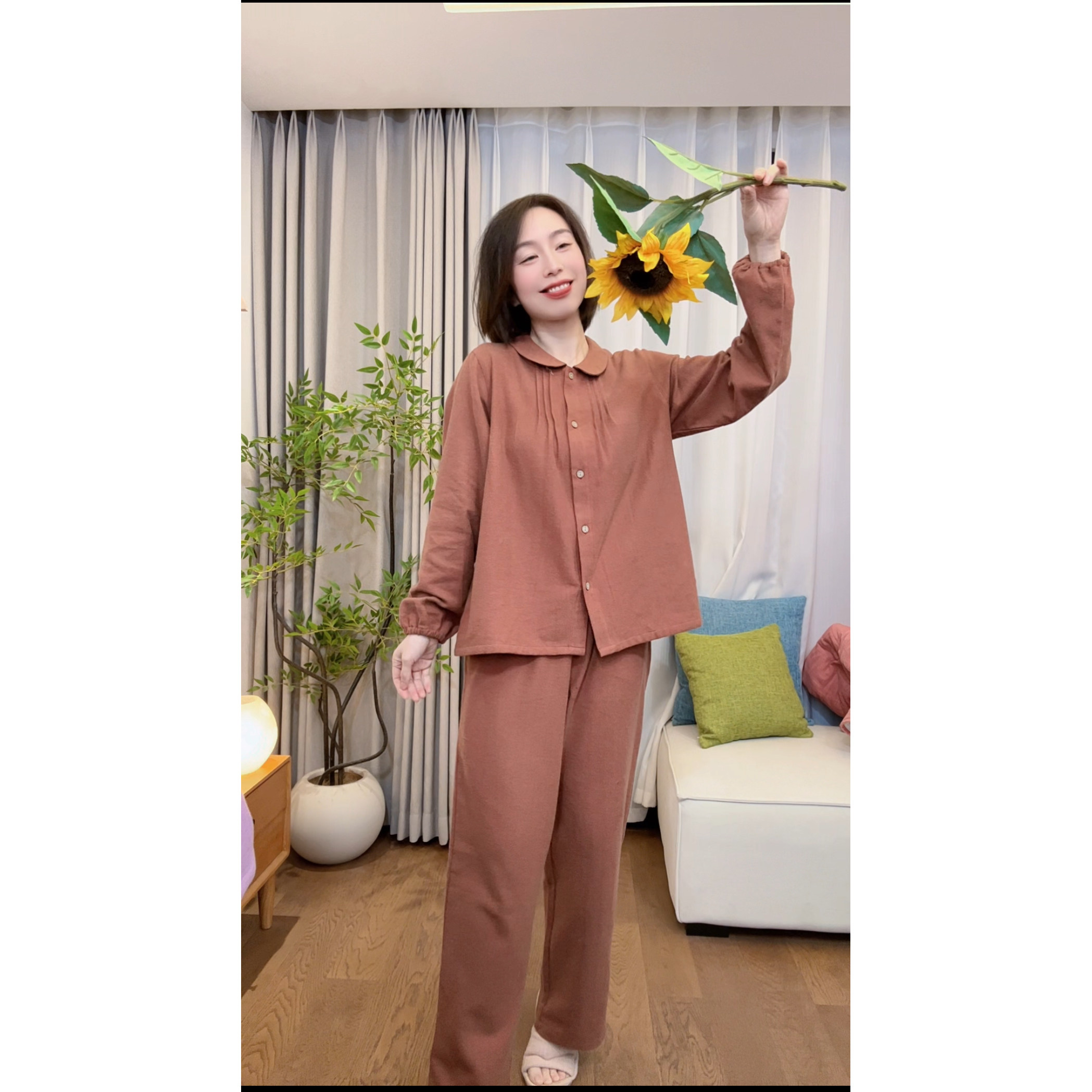 『沐秋』全棉磨毛秋冬保暖家居服睡衣长袖长裤套装MY0225,女士内衣/男士内衣/家居服,睡衣/家居服套装,淘宝优惠券,粉丝福利购,淘宝优惠卷