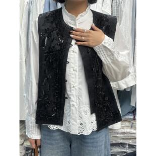 新中式坎国无风重刺绣钉珠马1080甲精致提花袖背工心外套女装肩