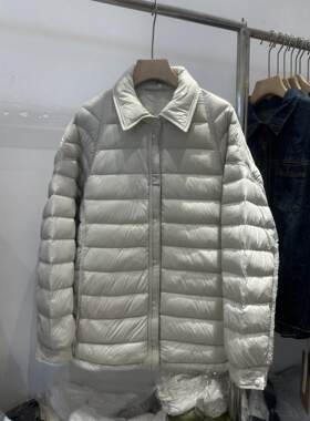 实体女装秋冬翻百领扣中款羽绒服女宽松轻排便保暖外套搭气质上长