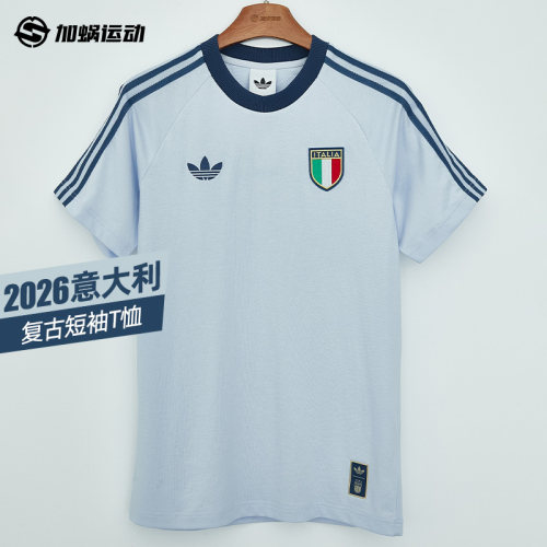 SFS阿迪达斯2026意大利国家队复古足球休闲文化短袖T恤球衣JY9624