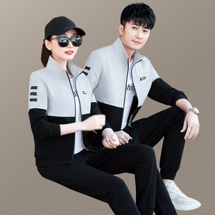 情侣运动套装男士跑步服春秋季三件套新款潮流韩版时尚女士休闲装