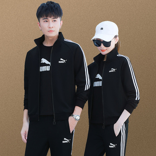 春秋季运动服套装女情侣团队服2025新款潮牌男休闲跑步卫衣三件套