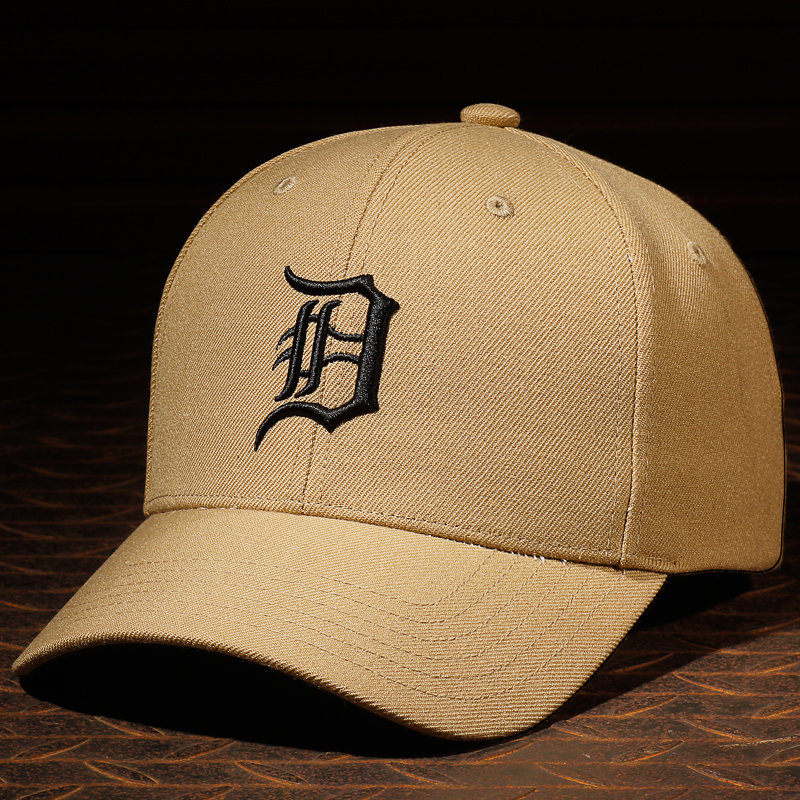 韩国jvuΑmlb棒球帽男女老虎队d卡其色黑标硬顶大标帽子鸭舌帽ins