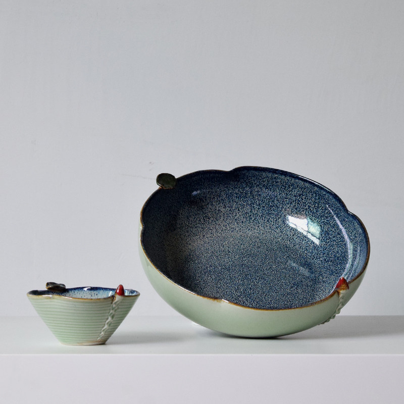 创意装饰烟灰缸陶瓷果盘景德镇器皿家居饰品糕点创意零食复古笔洗