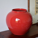 粗陶罐客厅摆件坛子中式 干花枝花器大号落地花瓶玄关装 饰禅意红色