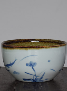 陶瓷手工金鱼缸铜钱草睡莲水培盆