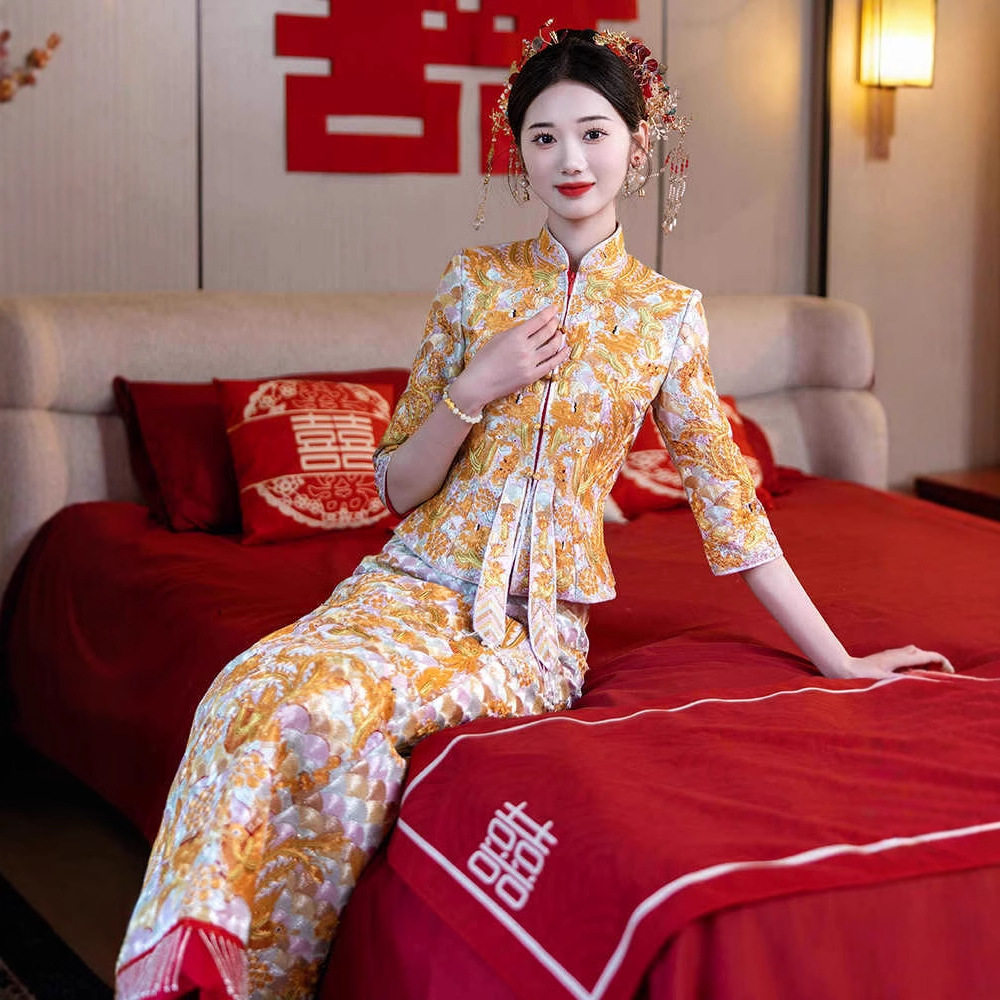 高端褂皇龙凤褂嫁衣新娘秀禾服2025新款中式礼服小个子婚服春季