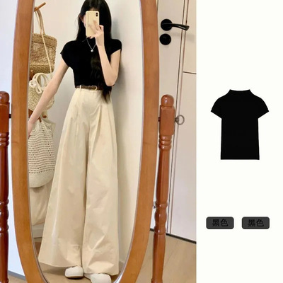 小个子夏天穿搭一整套今年流行时尚休闲阔腿裤子两件套装夏季女装