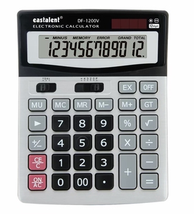 东方灵DF1200V 计算器带开根号 学生财务会计办公用品双电源便携式