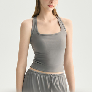 方领一体式瑜伽服背心女防震跑步运动内衣健身训练工字型美背外穿